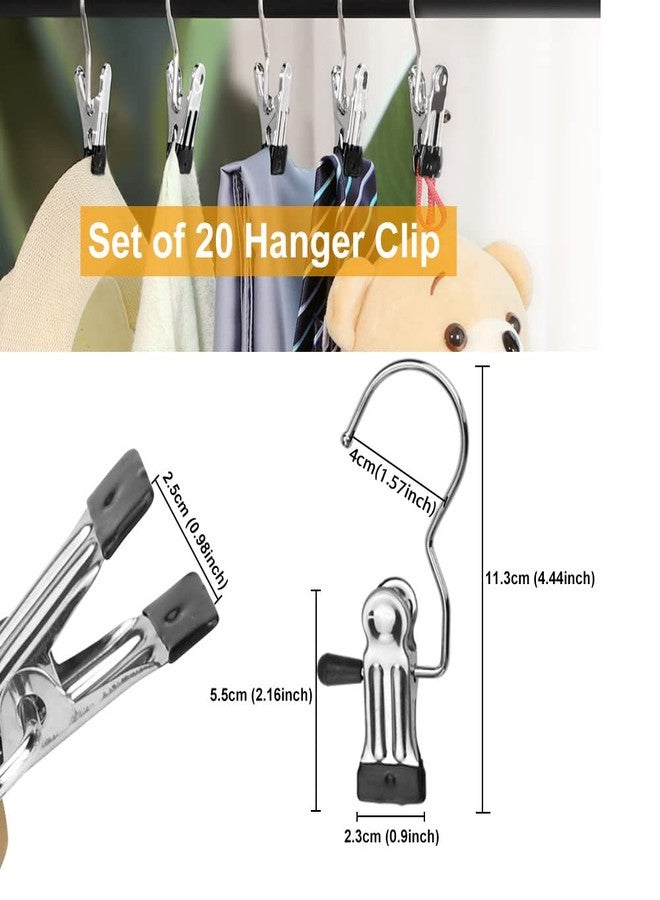 BUZIFU Pack of 20 Clip Hooks Boot Hanger Metal Non-Slip Clothes Hanger 360° Rotating Clips Trouser Laundry Hanging Hooks Pegs for Scarves, Hats - Image 2